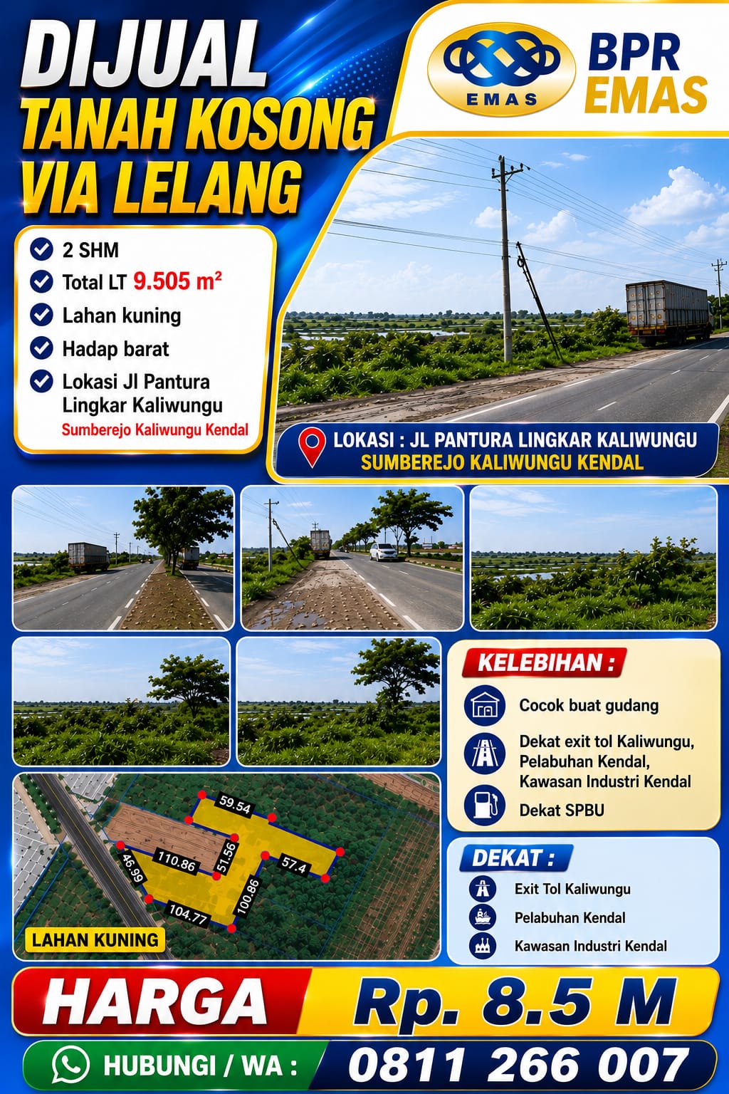 Dijual Tanah Kosong via Lelang - Jl. Pantura Lingkar Kaliwungu